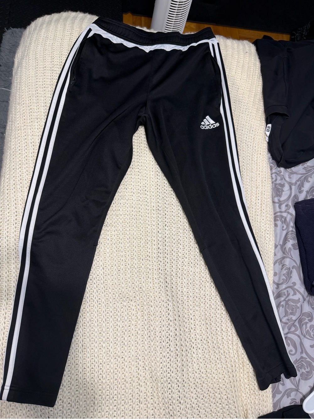 adidas Black Joggers with White Three-Stripe Side Detail